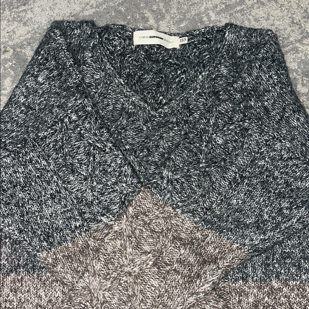 Eternal Sunshine Creations V-Neck Sweater in Navy and Brown